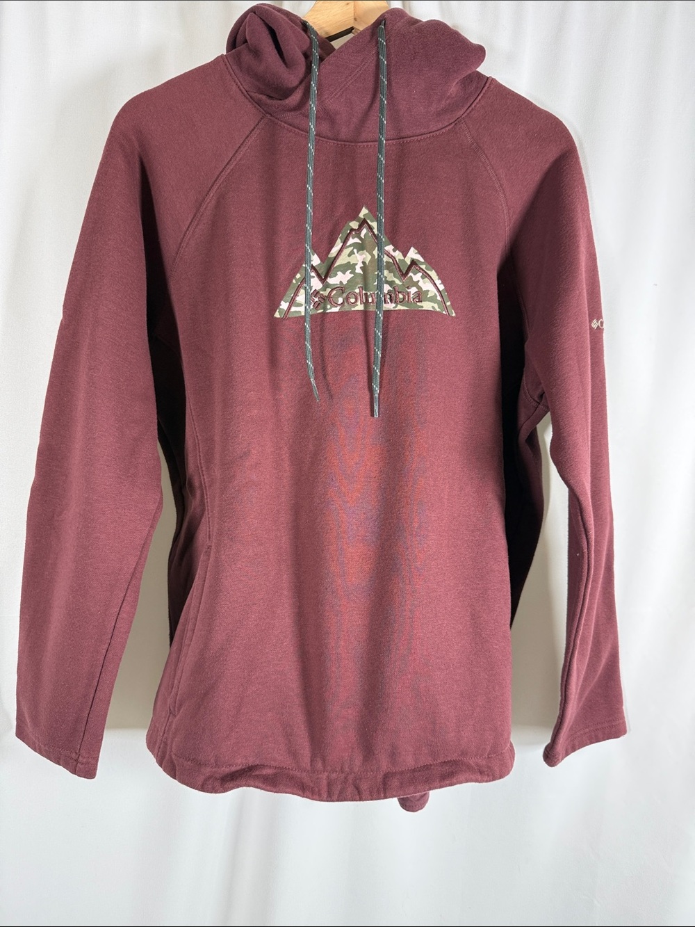 Columbia Women's Burgundy Pullover Hoodie with Camo Logo